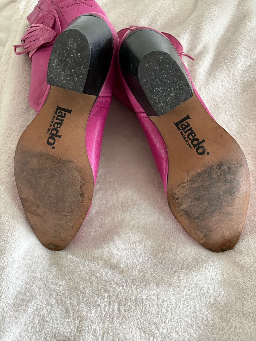 Vintage Pink Leather Cowboy Boots Size 7 Boho Festival Boho Dolly Parton - Picture 4 of 6